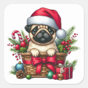 Festive Pug Stickers