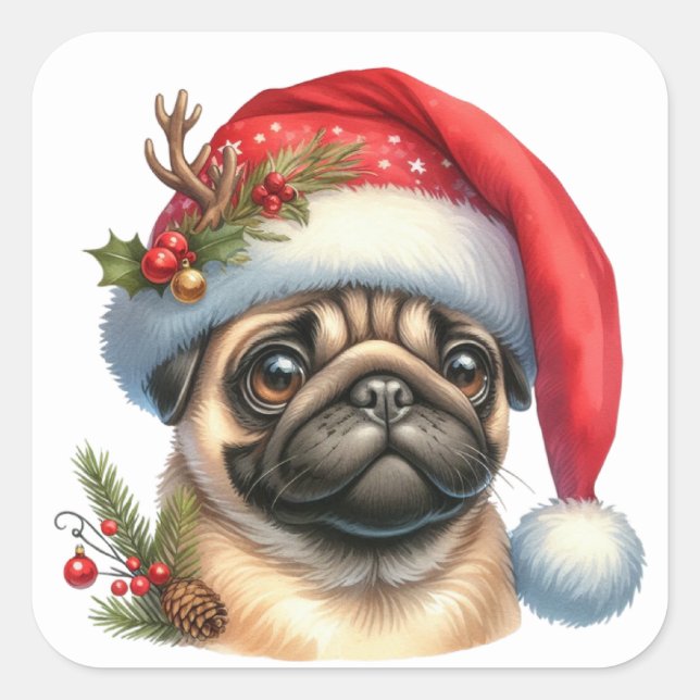 Festive Pug Stickers (Front)