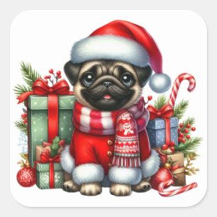 Festive Pug Stickers