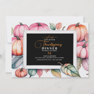 Festive Pumpkin Frame Thanksgiving Dinner Invitation