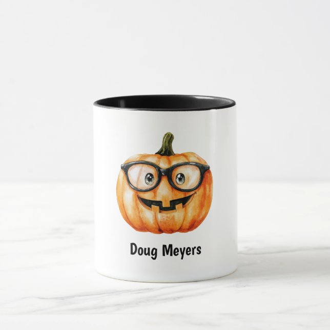 Festive Pumpkin Halloween Personalised Name Mug (Center)