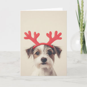 Festive Pup with Reindeer Antlers Invitation
