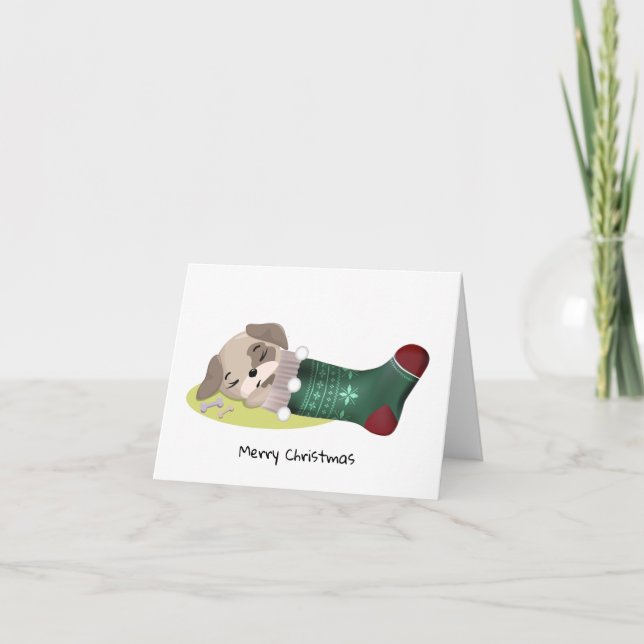 Festive Puppy Holiday Card (Front)