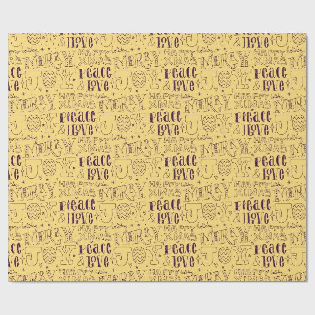 Festive Purple Christmas Typography  Wrapping Paper (Flat)