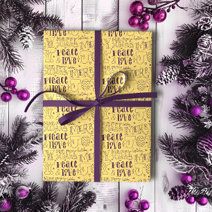Festive Purple Christmas Typography  Wrapping Paper