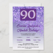 Festive Purple Glitter 90th Birthday