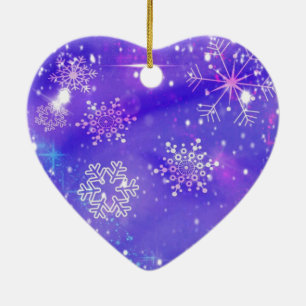 Festive Purple Snowflake Stars Christmas Party Ceramic Tree Decoration