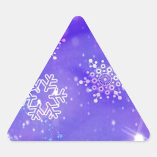 Festive Purple Snowflake Stars Christmas Party Triangle Sticker