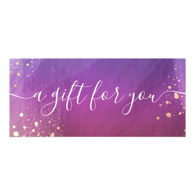 Festive Purple Watercolor Spa Gift Certificate (Front)