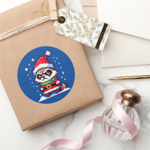 Festive Raccoon Charm - Christmas Humor Art Classic Round Sticker