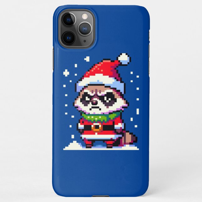 Festive Raccoon Charm - Christmas Humor Art iPhone Case (Back)