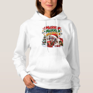 Festive Racoon Christmas Tree Hot Cocoa Merry Hoodie