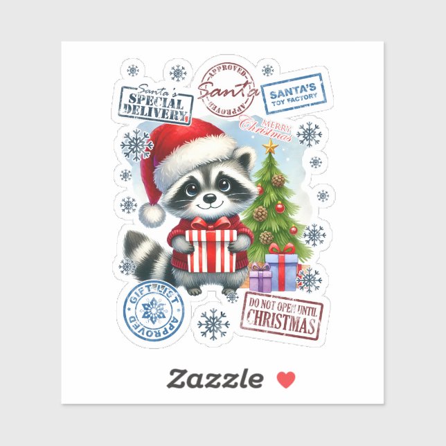Festive Racoon Delivering Christmas Cheer for All (Sheet)