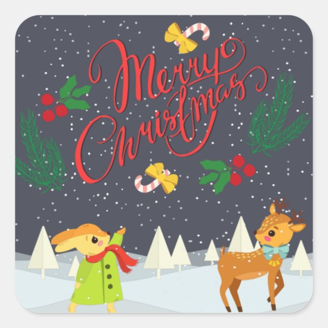 Festive Raider Bunny Christmas Gift  Square Sticker (Front)