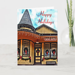 Festive Railway Station Holiday Card