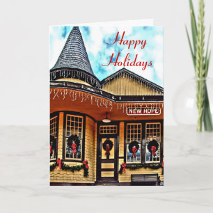 Festive Railway Station Holiday Card