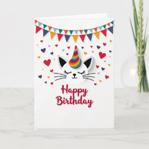 Festive Rainbow Cat Card