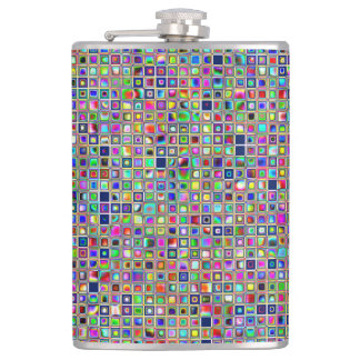 Festive Rainbow Textured Mosaic Tiles Pattern Hip Flask