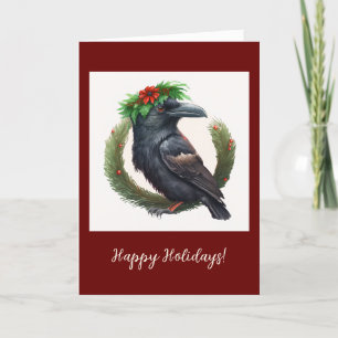 Festive Raven Folded Holiday / Christmas Card