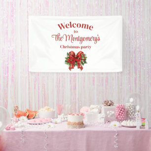 Festive Red and Gold Christmas Bow Banner