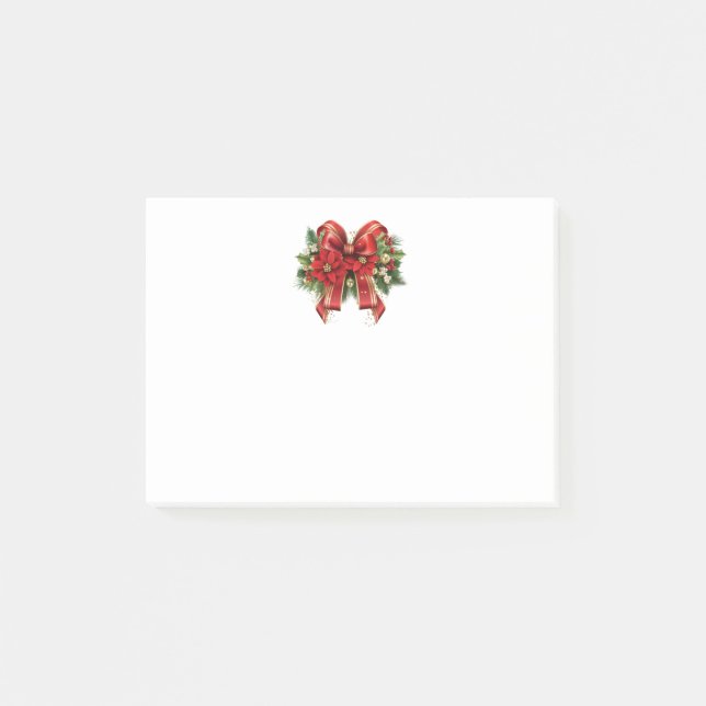 Festive Red and Gold Christmas Bow Post-it Notes (Front)