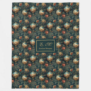 Festive red and gold luxury baubles blanket custom