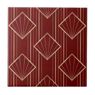 Festive red and gold pattern tile