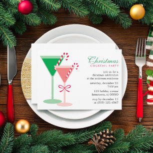 Festive Red and Green Christmas Cocktail Party Invitation