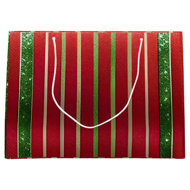 Festive Red and Green Christmas Large Gift Bag (Front)