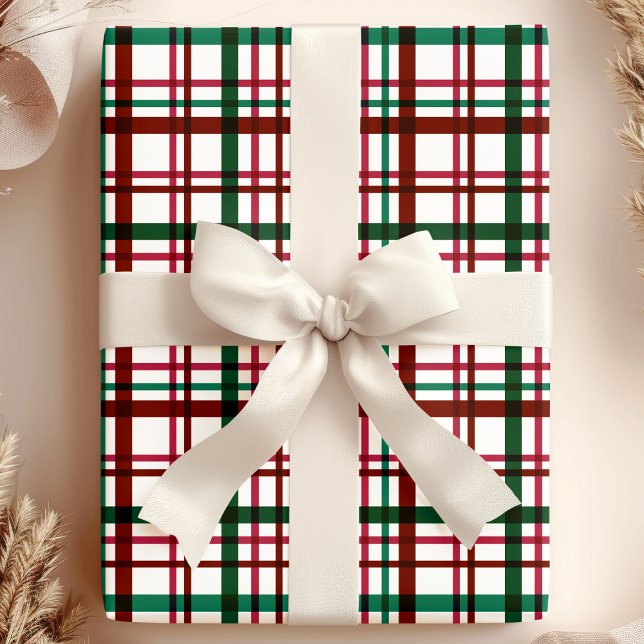Festive Red and Green Christmas Plaid Pattern Wrapping Paper (Creator Uploaded)