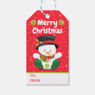 Festive Red and Green Christmas Snowman Gift Tags