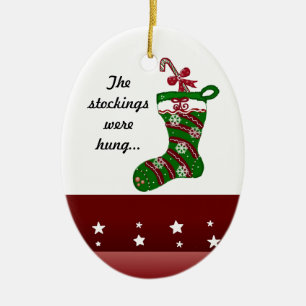 Festive Red and Green Christmas Stocking Ceramic Tree Decoration