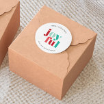 Festive Red and Green "Joyful" Christmas Custom Classic Round Sticker<br><div class="desc">Christmas themed personalised stickers.</div>