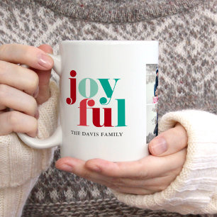 Festive Red and Green "Joyful" Gallery of 3 Photos Coffee Mug