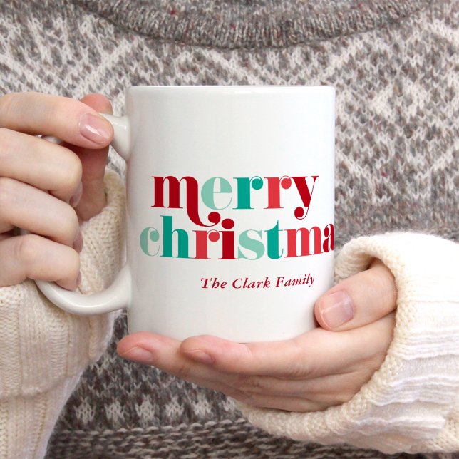 Festive Red and Green Lettering Ornament Photo Coffee Mug (Creator Uploaded)