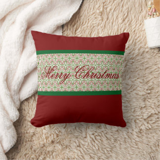 Festive Red and Green Merry Christmas Pillow