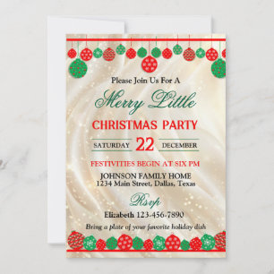 Festive Red and Green Ornaments Christmas Party Invitation