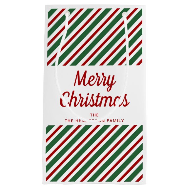Festive Red And Green Pattern Merry Christmas Small Gift Bag (Front)