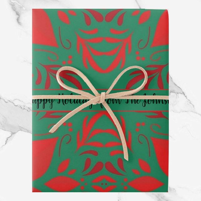 Festive Red and Green Pattern Wrapping Paper Sheet (Creator Uploaded)