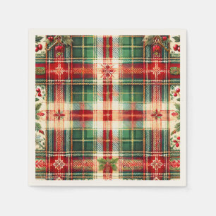 Festive Red and Green Plaid Christmas Napkins