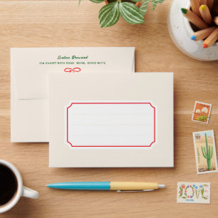 Festive Red and Green Simple Bows Stationery Envelope
