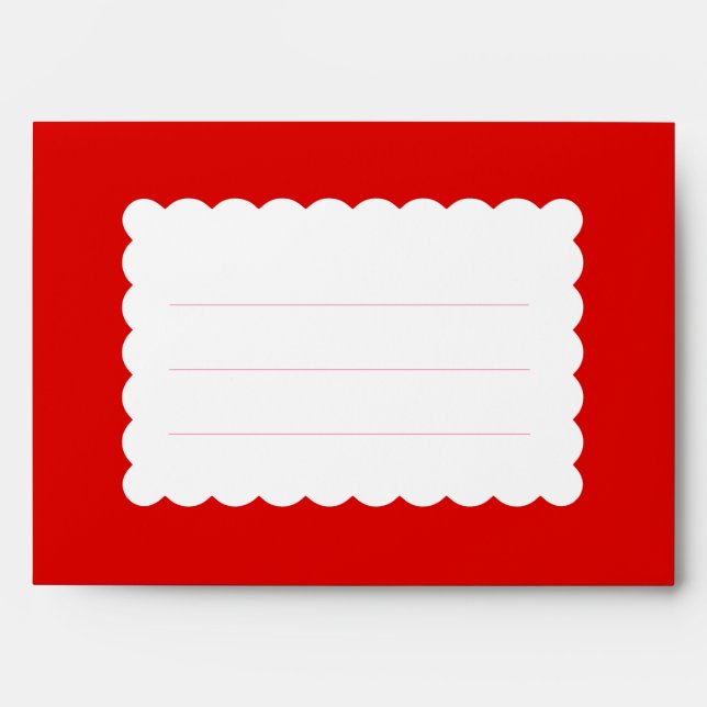 Festive Red and Pink Scallop Detail Holiday Envelope (Front)