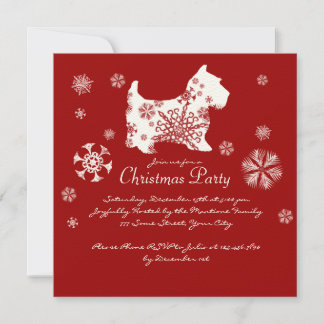 Festive Red and White Dog Christmas Party Invitation