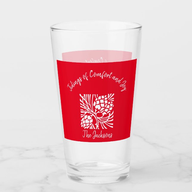 Festive Red and White Holiday Season Glass (Front)