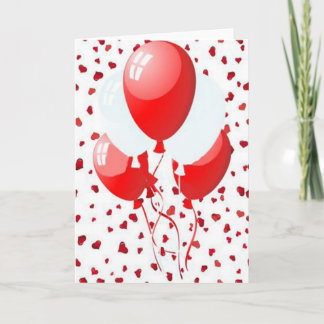 Festive Red and White Party Balloons Holiday Card