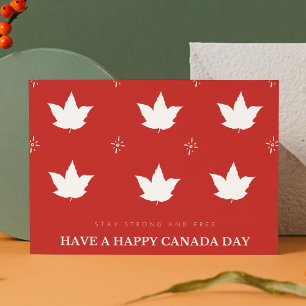 Festive Red and White Patriotic Maple Leaf Postcard