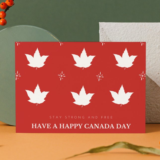 Festive Red and White Patriotic Maple Leaf Postcard (Creator Uploaded)
