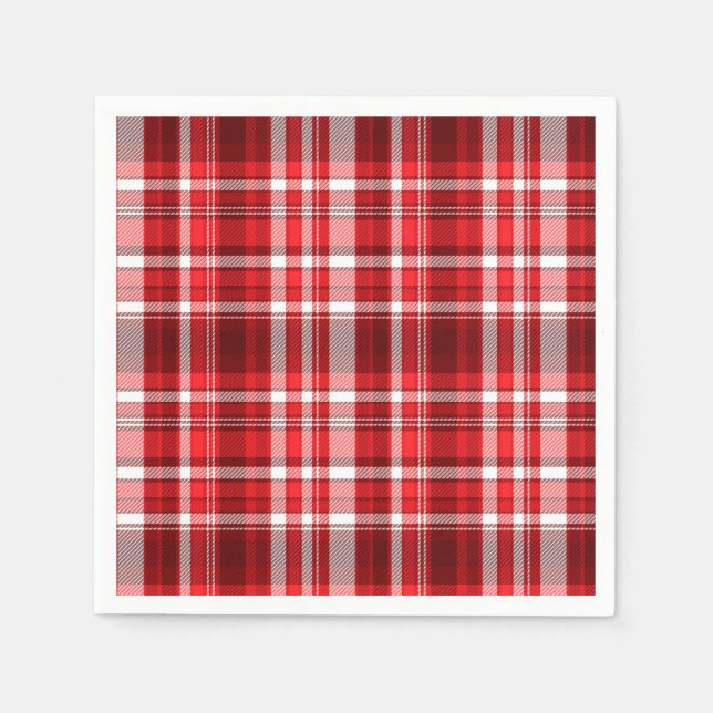 Festive Red and White Plaid Napkin (Front)