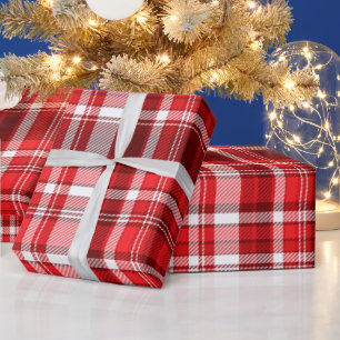 Festive Red and White Plaid Wrapping Paper