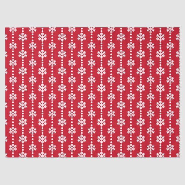 Festive Red and White Winter Snowflakes Pattern Tissue Paper (Front)